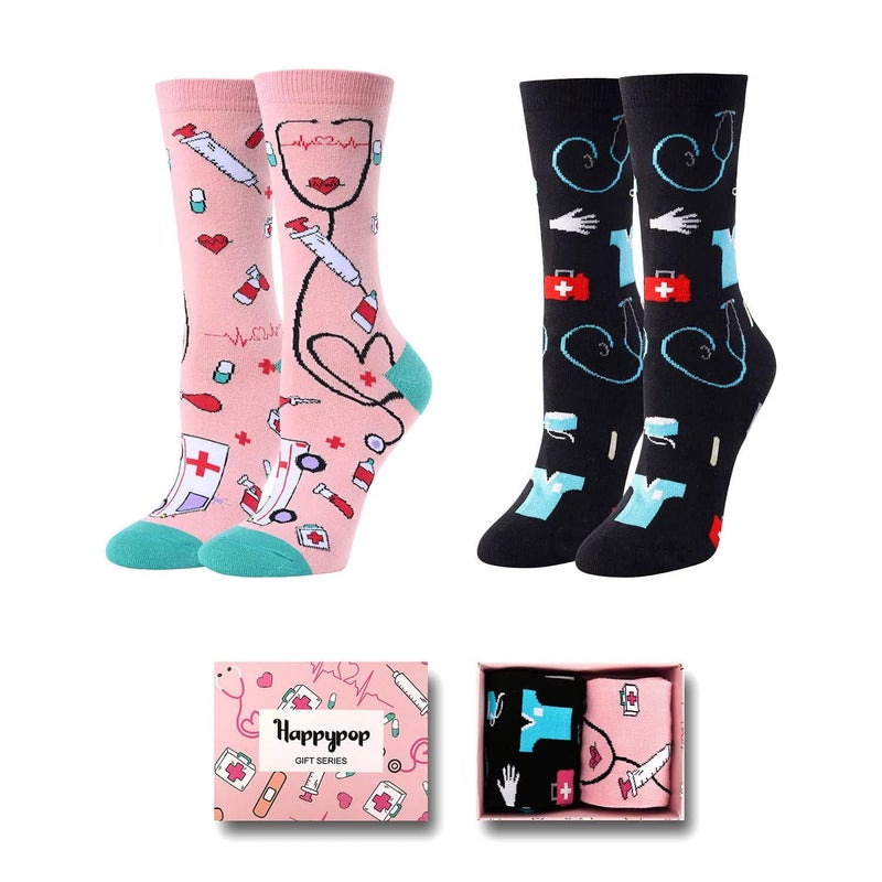 Happy Pop HAPPYPOP Doctor Nurse Socks for Women - CNA Gifts, Medical Gifts for Nurses Students Female, Nursing Graduation Gift, Nurse Week Socks - Image 1